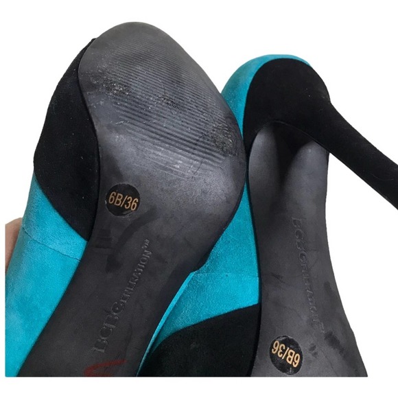Bcbgmaxazria | Pandee Suede Blue & Black Platform Heels - Picture 6 of 10